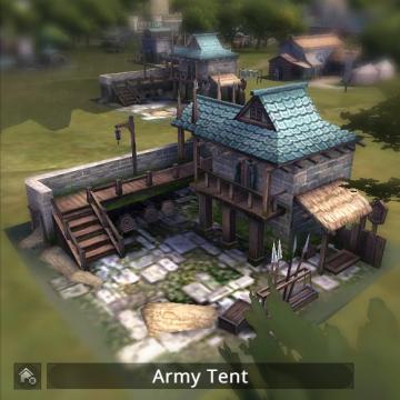 Screenshot of army tent building.