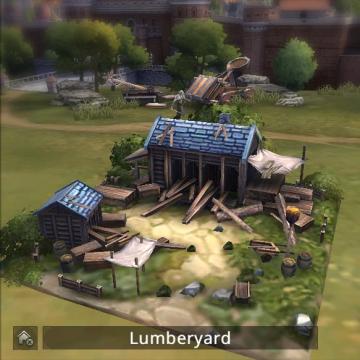 Screenshot of lumberyard building.